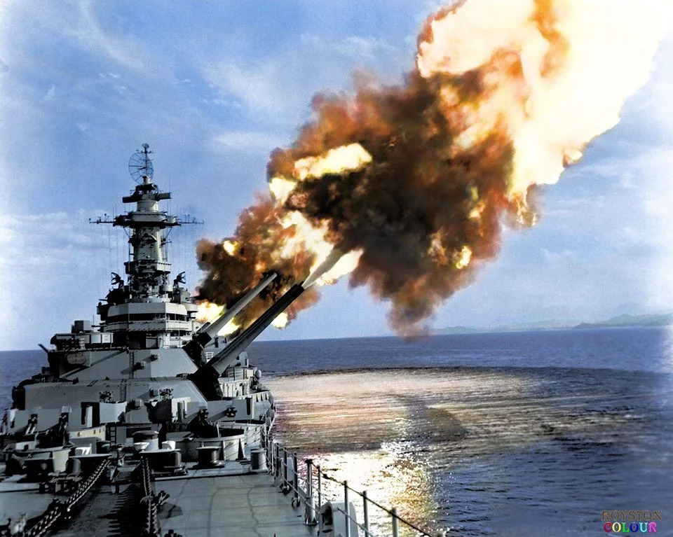 1 1 1 ADS The USS New Jersey firing a salvo in support of ground forces in Korea..jpg