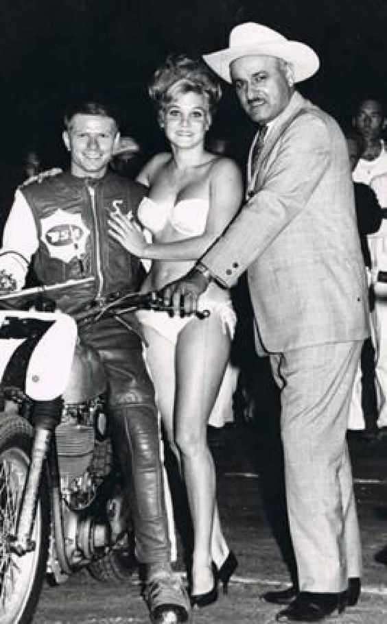 14 1960s flattracker Sammy the flying flea Tanner #7 and trophy girl in a bikini..jpg