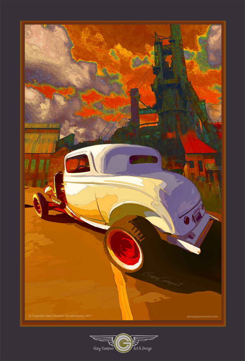 1932 Ford 3 window coupe at blast furnace.png