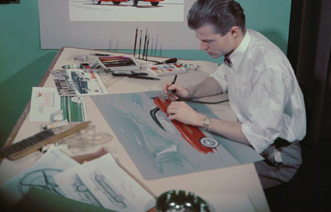 1952 Ford Design Center airbrushing a rendering.jpg