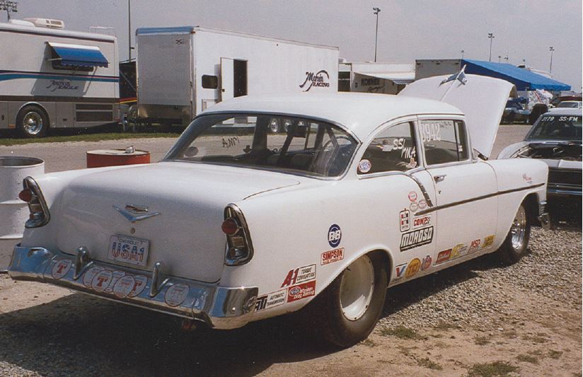 1956 Chevy SSMA look at all the tropy Ts on the back bumper.JPG