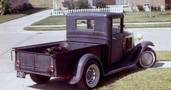 34 Ford pu with 51 Merc engine in bed.JPG