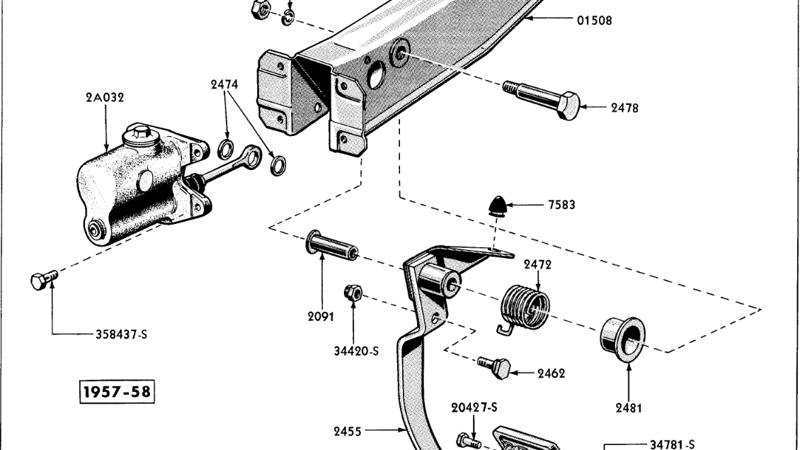 BRAKE PEDAL ASSY - 1957-58 MERC MANUAL BRAKE.png