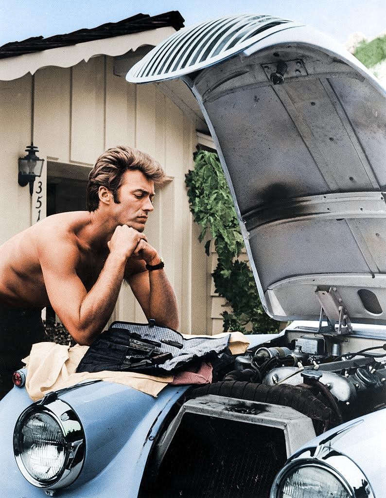 clint working on his Jag XK 120 1960.jpg