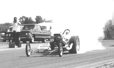 Dave Anderson burns out in his Top Fuel Dragster in 1965. Photo thanks to Ron Johnson (1).jpg