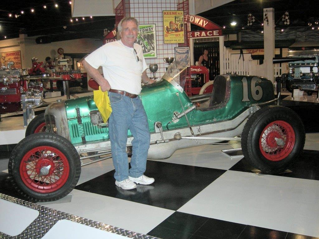 Duane posing with his uncle's Sprint Car in Speedway Museum (by Dick Roseberry).jpg