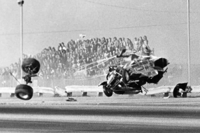 Ed Sigmon\'s fortitude was tested again when his roadster crashed at Bakersfield.jpg