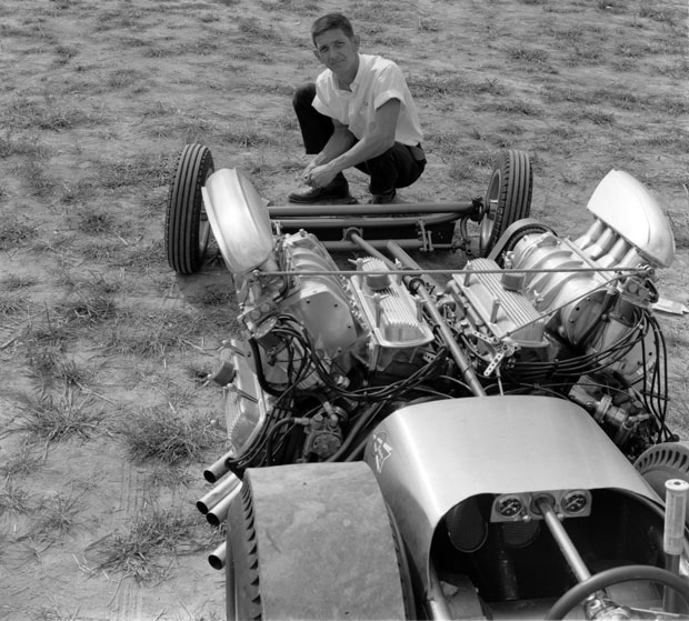 Eddie Hill a then-25-year-old Hill works on his dragster in the pits at the 1961 U.S. Nationals..jpg