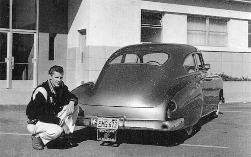 Frank Livingston (Satan's Angels) with his '49 Chevy Fleetline.jpg