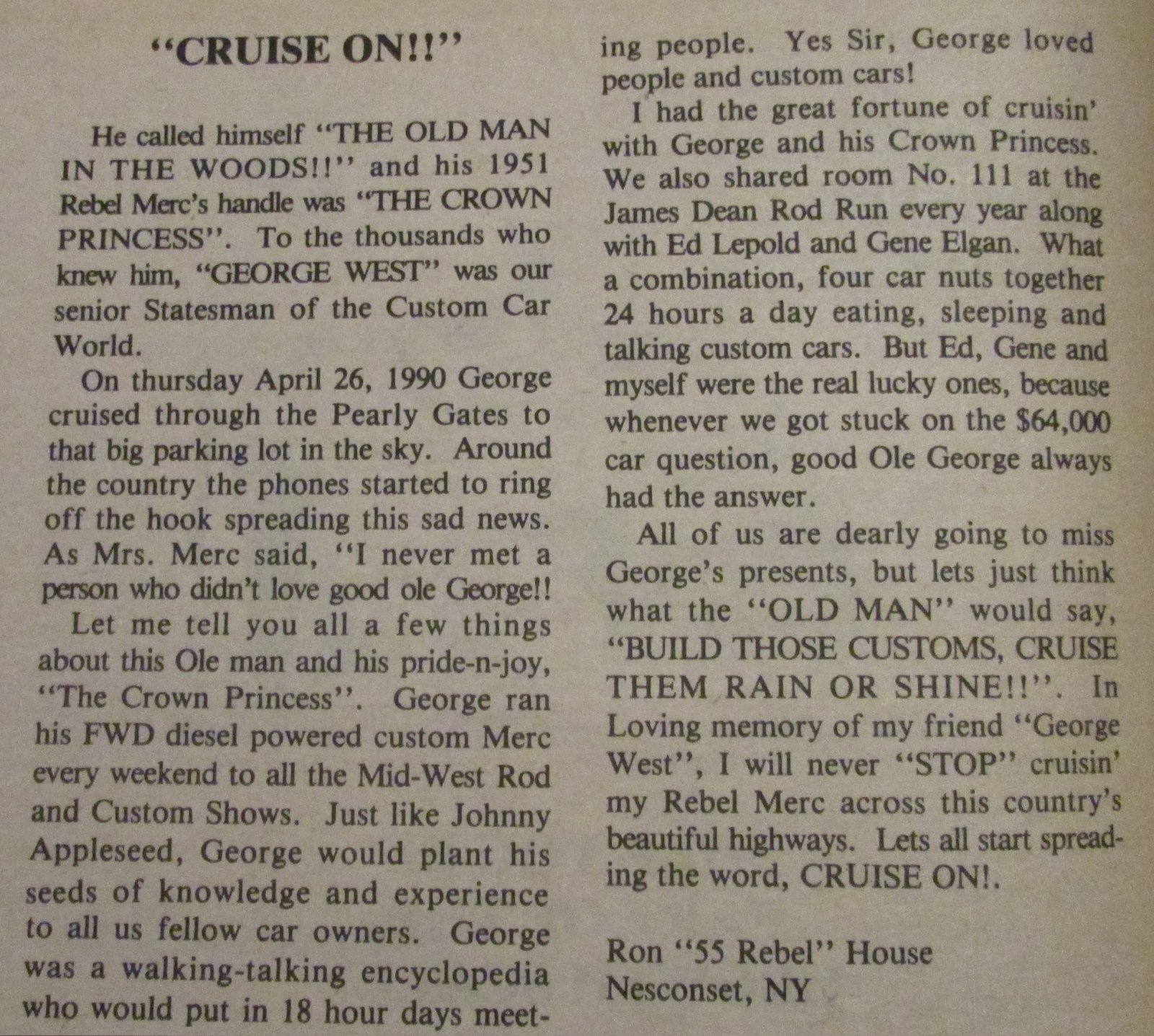 George West Tribute bh KKOA TS V6N1 June90 p4 Ron 55 Rebel House.jpg