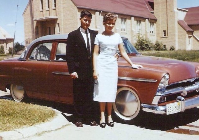 HEMI32\'s parents with \'55 Plymouth (circa 1960).jpg