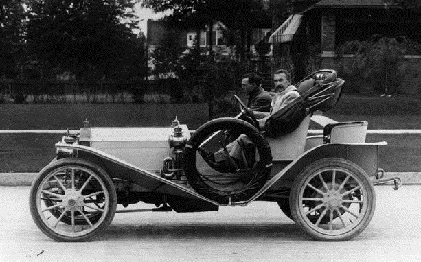 Henry B. Joy behind the wheel of a 1907 Packard Model S Runnabout.jpg