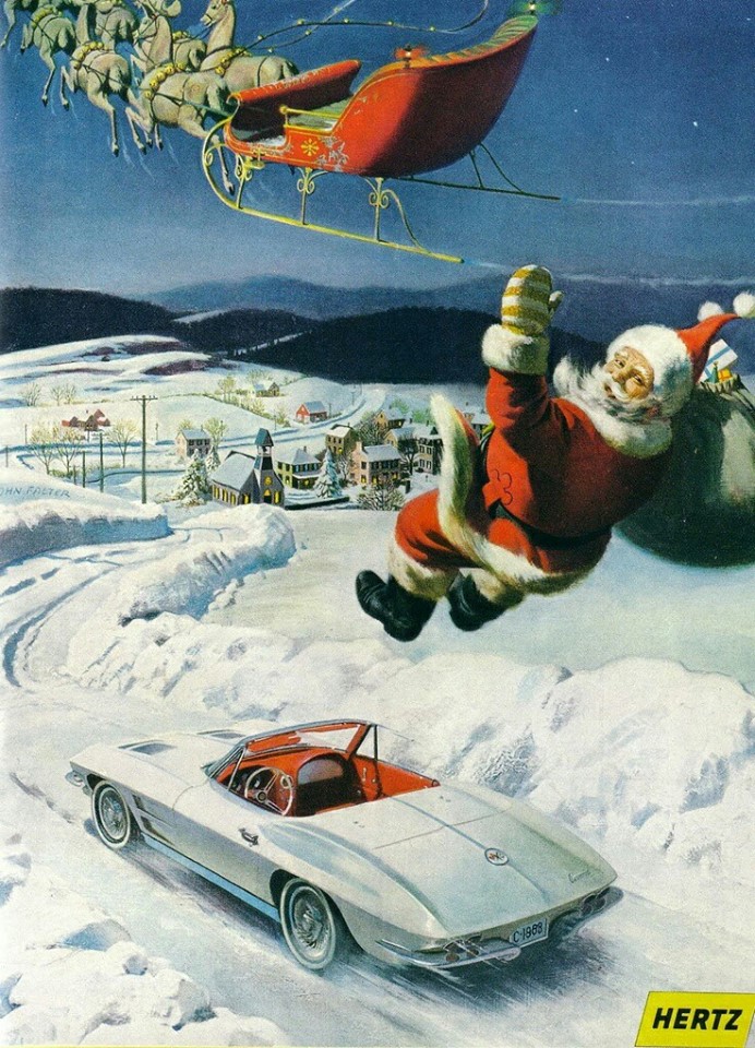 holiday Christmas car 1963 Chevy Corvette Santa Claus Hertz ad.jpg