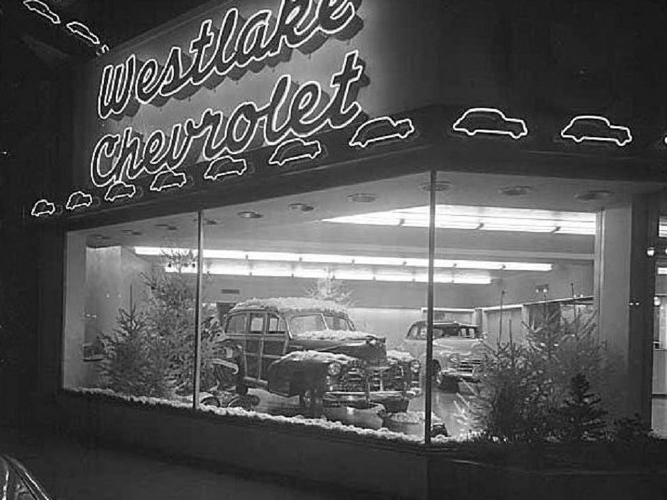 holiday Christmas car dealership 1947 Chevy woody Christmas.jpg