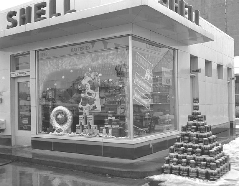 holiday Christmas car gas station 1959 Shell Christmas Display, Walenta, WA 1.jpg