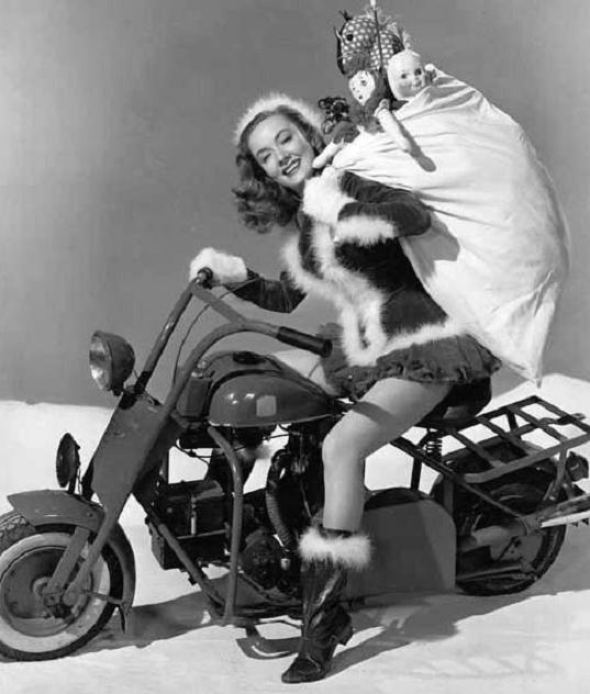 holiday Christmas car motorcycle 1950 Santa elf girl scooter.jpg