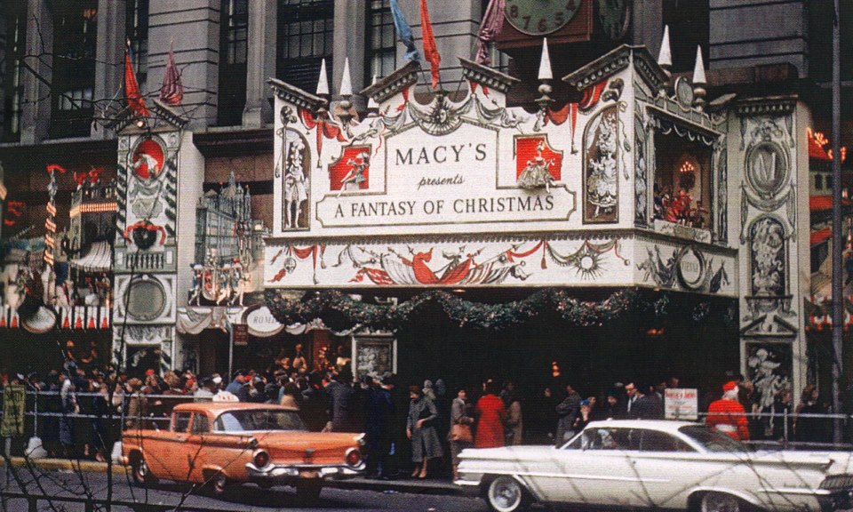 holiday Christmas place 1959 NYC Christmas decorated Macy's 1959 Ford.jpg