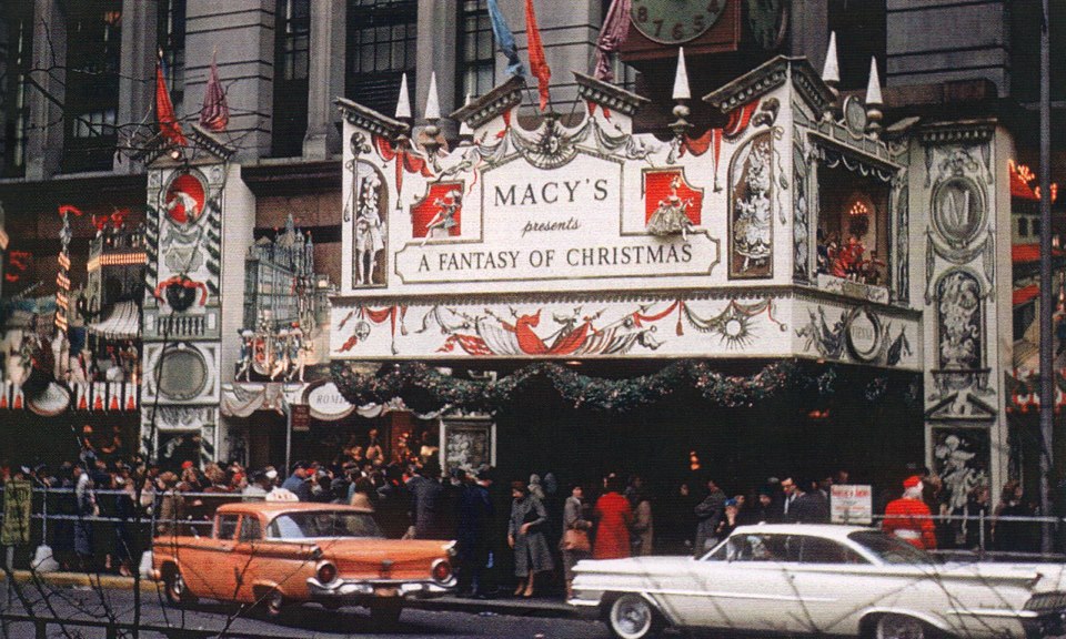 holiday Christmas place 1959 NYC Christmas decorated Macy's 1959 Ford.jpg