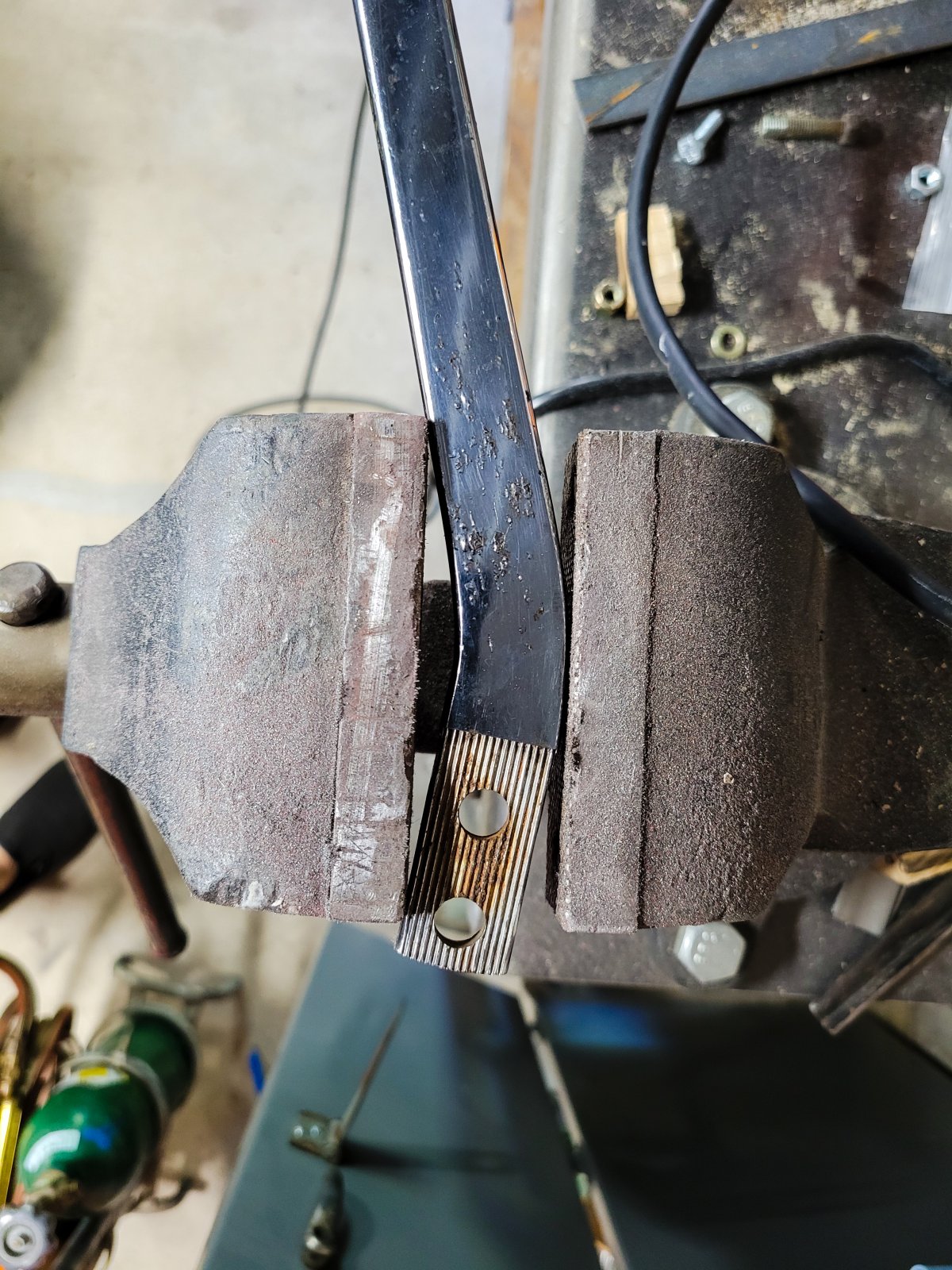 HURST Shifter Stick Model A Coupe In Vise.jpg