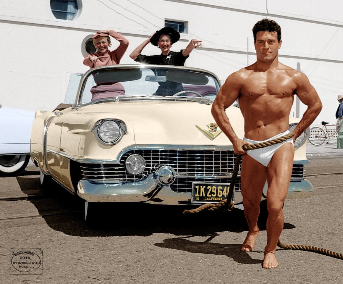 Jack Lalanne pulling a 1954 Cadillac..jpg