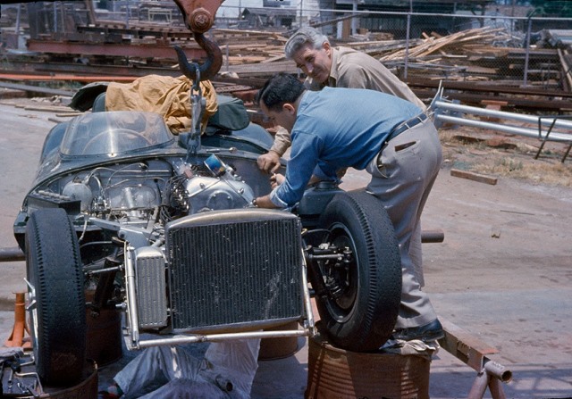 Jerry Austin (grey hair) D-type Jaguar.jpg