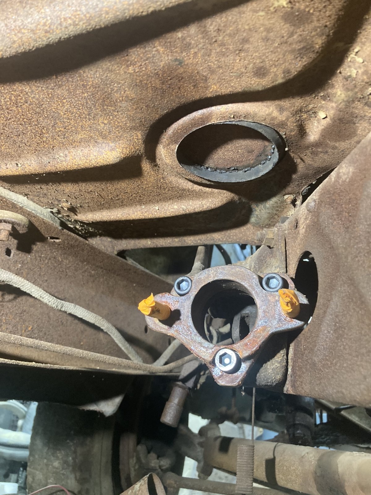 Master Cyl Adapter Installed Rusty.JPEG