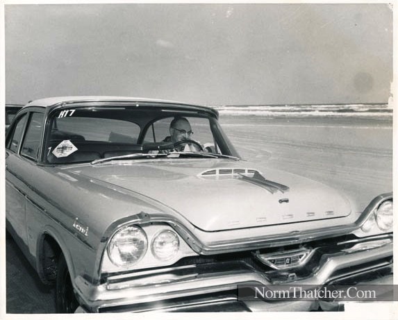 Norm Thatcher's '57 Dodge Coronet @ Daytona Beach in 1957 - pic 1.jpg