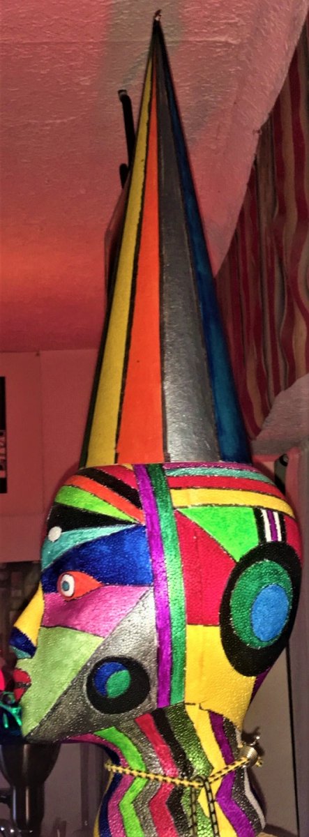 PAINTED HEAD POINTED HAT.JPG