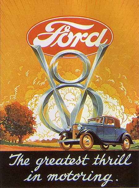 poster-ad car Ford V-8 The greatest thrill in motoring.jpg