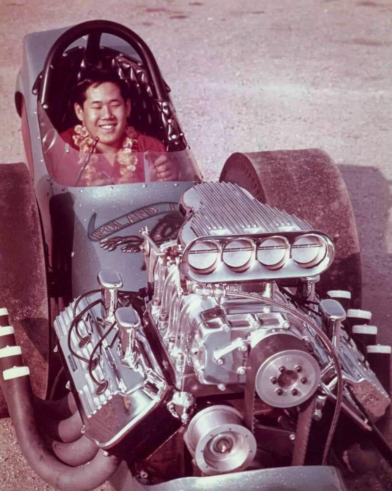 Roland Leong in his The HAWAIIAN Top Fuel dragster (by Ray Robinson).jpg