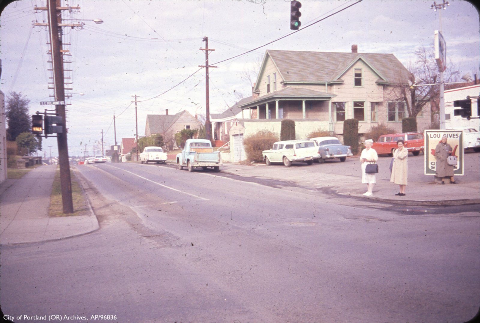 SE 60th Ave at SE Belmont Street looking north, 1963.jpg