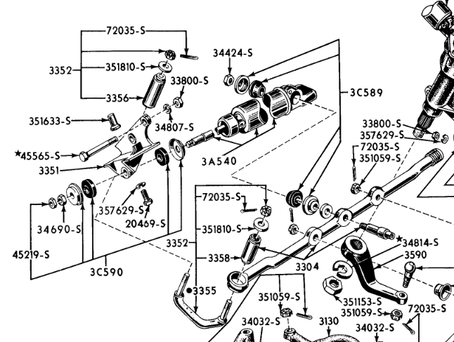 STEERING LINKAGE - PS - PWR CYL (3A540) - 1955-56 FORD.png