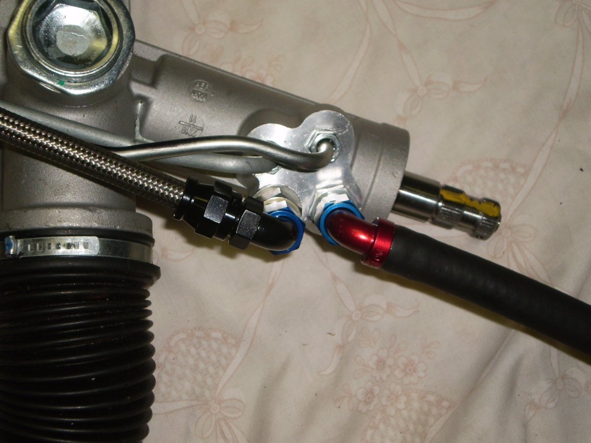 steering rack with adapters hoses 002.JPG
