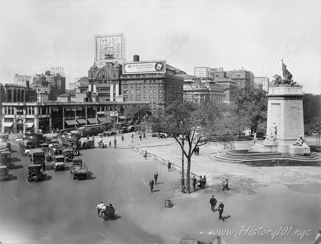 tumblr_1921 Cars and pedestrians at Columbus Circle looking north. From New York City.jpg