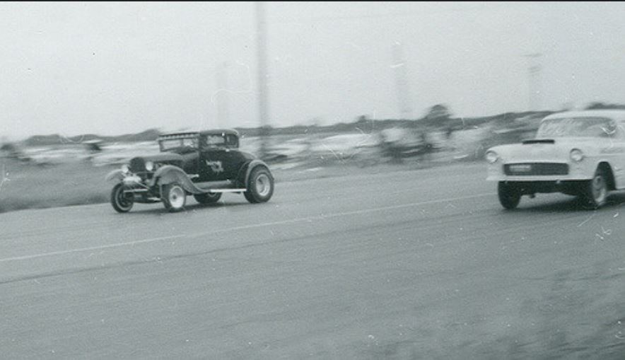 Watson & Young '29 Ford coupe vs. the Anderson - Crow '55 Chevy at Wichita Falls Dragway, Texas.JPG