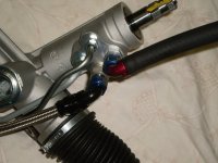 steering rack with adapters hoses 001.JPG