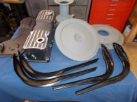 painted running board brackets and other parts waiting for paint.JPG