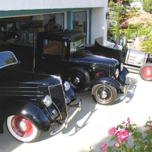 3 black early Ford hot rods. All 3 are gone now.