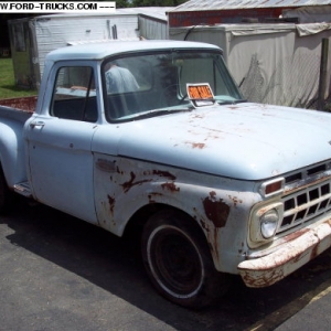 The day we bought the truck...originally had a 390 out of a mercury, as well as all the steering components....that didnt work...it clunked around. and rubbed the cross member. The 390 had a crack in the block and was full of dirt dobbers.