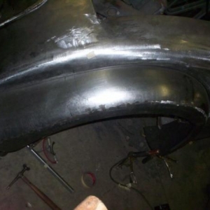 Metal rear fenders in progress