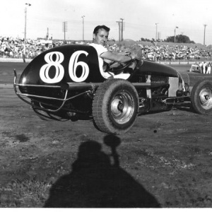 Dad at Carpenteria in 1947. He was 30 years old. Note the body repairs from an "incident" with the wall at the Rose Bowl a few weeks earlier. I love the photographers shadow.