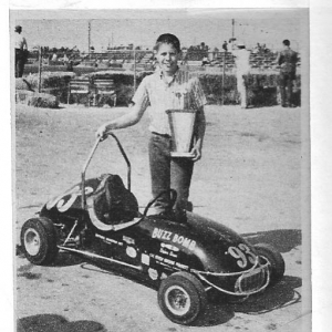 Memorial day, 1959. 100 lap race at Los Alimitos. I won the AA open fuel class. I was 14. This would be my last 1/4 midget race. I had a 29 RPU at home that needed building. Both of these cars were sold to Charles "Scotty" Scott (Scotty's Muffler) in 1960.