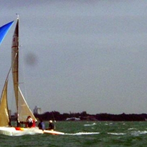 I crew on my buddy Jim's E-scow,We have won first over all mono hull Miami to Key Largo Race ,won 23 times,over the last years of 26 starts.
There are nearly alway well over 100 boats racing.
For you landlubbers it is moving a bit over 20mph under only wind power and it's plaining like motor boat but a lot more fun.
PS; Jim pass away last year just before the race he had already entered in,so we raced the boat for him and won with his ashs on board,and dusted him over the side at the finshline with some DonQav-O,his fav.!