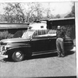 41 convertible
Dad sold the '41 Club Coupe to buy this '41 convertible from a young Japanese guy who had been ordered to report to the Manzinar internment camp. He soon had it painted, and had the Carson top done.