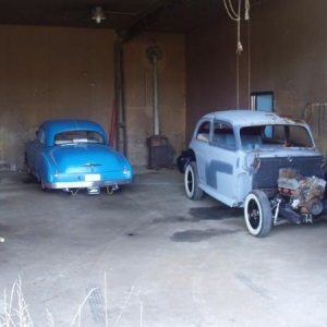 The new Garage and also my friend Mike's 50 Chevy