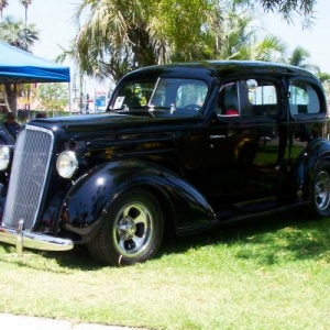 Ted Wigert,  1935 Chevrolet Master Deluxe Victoria. This Chevy is very rare. Built in the last 3 months of '35 production, only about 500 built. The only Chevrolet body built with suicide doors. Ted is my neighbor, and friend of 33 years.