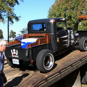 New rat rod dropped a nut down the carb on the way to our first car show...ouch.