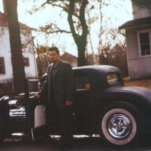 1958: Dad with his coupe (color)