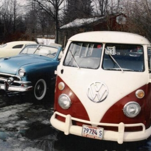 1965 vw Split Window with my 2 1951 Fords, The convert was on an old Dave Dudley C&W Record album cover