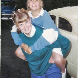 Abi & Jen  with our chopped shoebox Ford and 56 Nomad